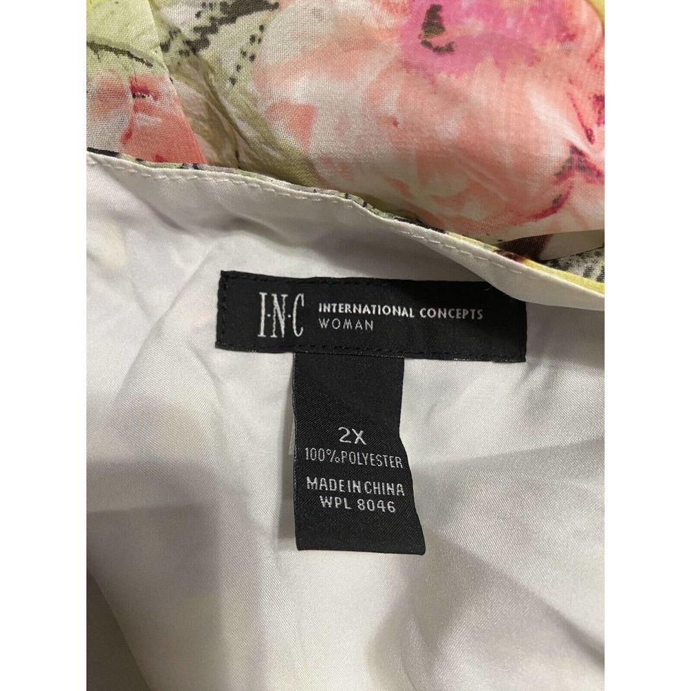 INC White Floral Chiffon Slitted Wrap Cruise Brunch Church Summer Maxi Dress. 2X - Picture 12 of 13
